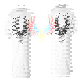 愛国的なアメリカ国旗イーグル 7月4日 バックプリント アメリカン Tシャツ - Kawaiitshirt