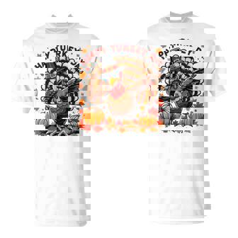 感謝祭 おもしろい 七面鳥巡礼者 軽くたたく 幸せな七面鳥の日 Tシャツ - Kawaiitshirt