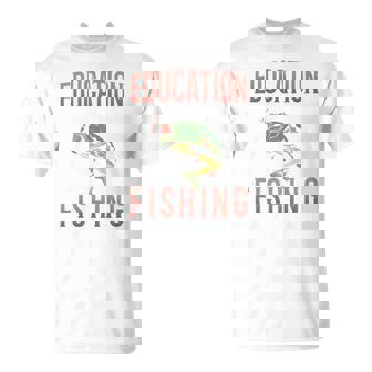 教育は重要ですが、釣りは重要です 面白い 長袖tシャツ Tシャツ - Kawaiitshirt