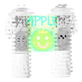 日本 りんご 青りんご かわいい 笑顔 Tシャツ - Kawaiitshirt