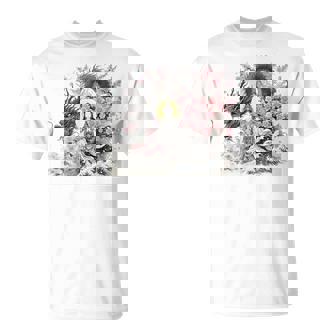 日本 浮世絵 観音菩薩 竜 桜 波 バックプリント Tシャツ - Kawaiitshirt