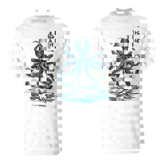 日本のタコ浮世絵 海の美 木版画 Tシャツ - Kawaiitshirt