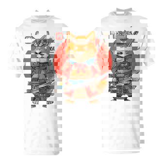 日本の侍犬 柴戦士 浮世サムライ バックプリント Tシャツ - Kawaiitshirt