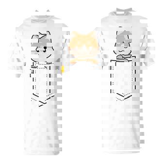 柴犬 しばいぬ 子柴 柴犬子犬 ワンポイント ポケット デザイン かわいい おもしろ 可愛い 犬飼い 犬好き Tシャツ - Kawaiitshirt