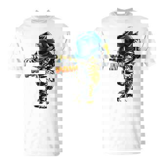 決めポーズの猫イラスト Pawの文字が光るダンス風デザイン Tシャツ - Kawaiitshirt