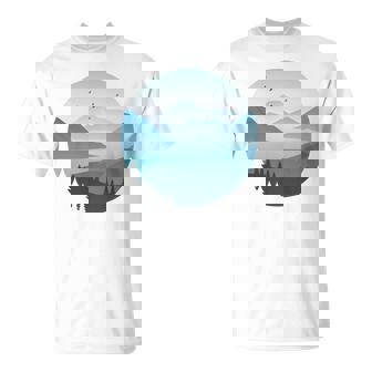 湖 森 風景 山 シルエット 長袖tシャツ Tシャツ - Kawaiitshirt