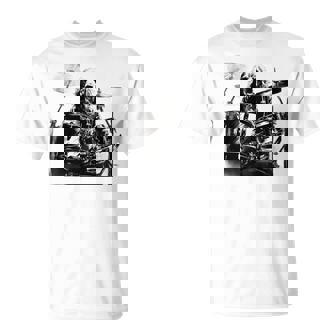 犬がドラムを叩く 長袖tシャツ Tシャツ - Kawaiitshirt