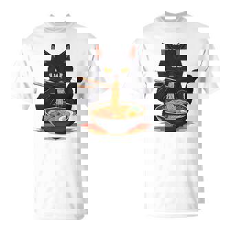 猫 ラーメン グラフィック 日本語 カワイイ アニメ 面白い ラーメン 猫 長袖tシャツ Tシャツ - Kawaiitshirt