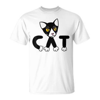 猫 子猫 ハチワレ モノトーン 白 黒 かわいい ユニーク Tシャツ - Kawaiitshirt