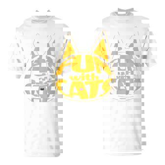 猫と一緒に楽しい！ バックプリント かわいい ねこ好き おもしろ Tシャツ - Kawaiitshirt