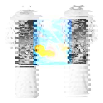 猫に乗って火を吐くサメレインボーレーザータコス 長袖tシャツ Tシャツ - Kawaiitshirt