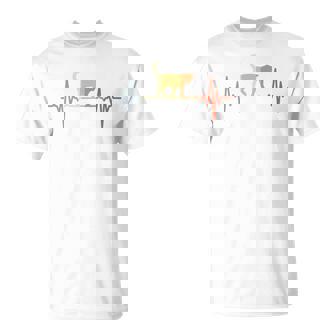 猫心電図心拍オールドスクールルックアニマル 長袖tシャツ Tシャツ - Kawaiitshirt