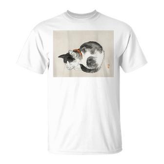 眠れる猫 子猫 このばいれい 日本 美術 絵画 かわいい 墨 Tシャツ - Kawaiitshirt