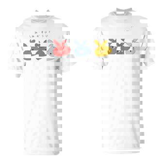 耳結びうさぎ 赤青黄 Cぽむこ かわいい うさぎ キャラクター 長袖tシャツ Tシャツ - Kawaiitshirt