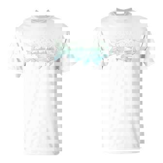 背中 山から形をした涼しい魚 自然 情景 釣り Tシャツ - Kawaiitshirt