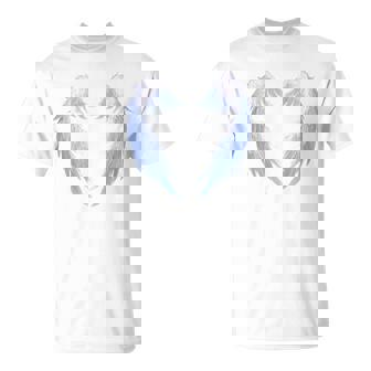 背面に美しい白い天使の羽のデザイン Tシャツ - Kawaiitshirt