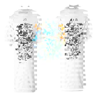 花 蝶々 かわいい フラワー 蝶 アート メンズ レディース 服 母 女性用 おしゃれ Tシャツ - Kawaiitshirt