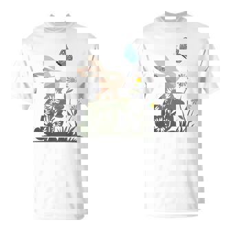 蝶のイースターとデイジーを保持している甘いウサギのウサギ 長袖tシャツ Tシャツ - Kawaiitshirt