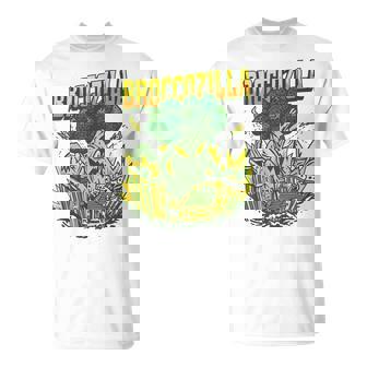 都市を攻撃する巨大なブロッコリーモンスター面白いブロッコリー Tシャツ - Kawaiitshirt