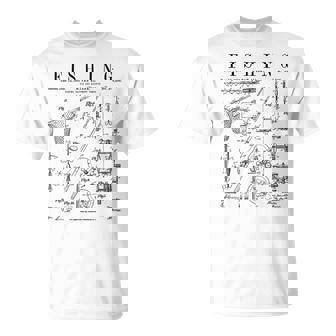 釣り ロッド タックル リール ルアー フィッシャーマン ヴィンテージ 特許 プリント Tシャツ - Kawaiitshirt