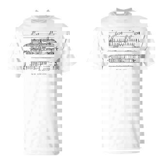 電車 ヴィンテージ 青写真 図 グラフィック 電気機関車 Tシャツ - Kawaiitshirt