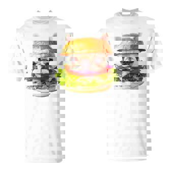 面白いtシャツ フレンチブルドッグ 犬 ハンバーガー メンズ グッズ かわいい おもしろ 面白い 服 ネタ 長袖tシャツ Tシャツ - Kawaiitshirt