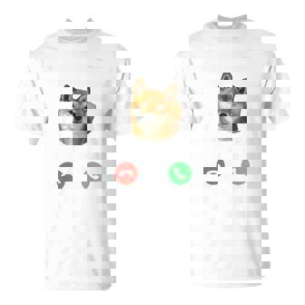面白いtシャツ 柴犬 着信 イヌ わんこ メンズ 犬好き グッズ かわいい おもしろ 面白い 服 ネタ 長袖tシャツ Tシャツ - Kawaiitshirt