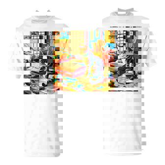 面白いtシャツ 猫 ネコ 読書 勉強 メンズ 猫好き グッズ おもしろ 面白い 服 ネタ 猫の下僕 浮世絵 長袖tシャツ Tシャツ - Kawaiitshirt