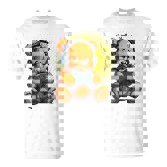 面白いゲームテディホールディングビデオゲームコントローラー。 長袖tシャツ Tシャツ - Kawaiitshirt