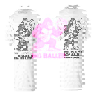 面白いゴリラ遊びバスケットボール ビッグボーラー マネースポーツ Tシャツ - Kawaiitshirt