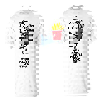 面白い漫画のキャラクターグラフィックが付いたクールでおいしいフライドポテト。 Tシャツ - Kawaiitshirt