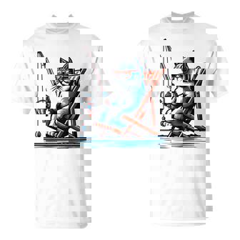 面白い釣り猫ロッドとリール Lets Go 釣り 猫釣り 長袖tシャツ Tシャツ - Kawaiitshirt