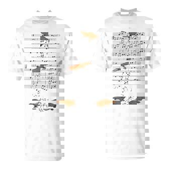 音符で遊ぶ面白いカモノハシ Tシャツ - Kawaiitshirt