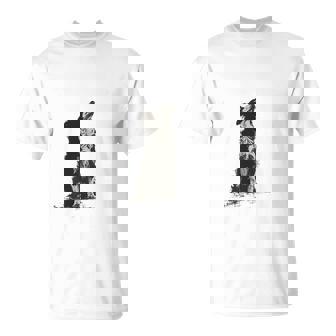 飼い主を見ているボーダーコリー 農場の犬 Tシャツ - Kawaiitshirt