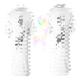 鹿 カラフル モチーフ 抽象 動物 プリント アート 鹿 Tシャツ - Kawaiitshirt