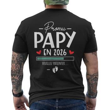 T-shirt 'Promu Papy 2026' - Idée Cadeau Annonce Grossesse - Design Moderne Avec Pieds De Bébé