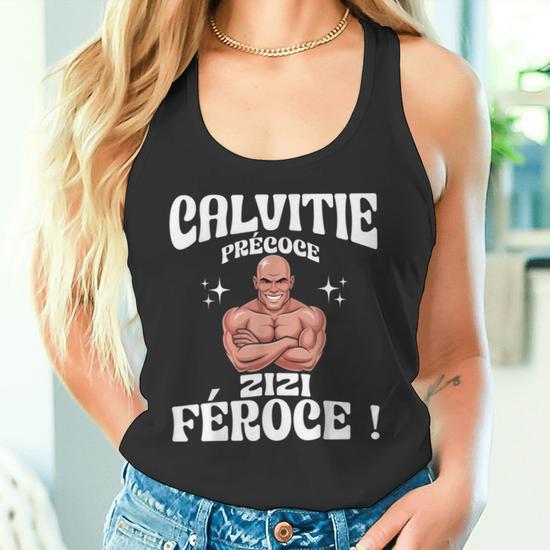 Débardeur Humour "Calvitie Précoce Mais Zizi Féroce" - Cadeau Drôle Pour Homme, Anniversaire, Retraite
