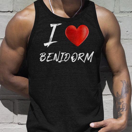 Camiseta Sin Mangas 'I Love Benidorm' - Diseño Sencillo, Corte Clásico, Ideal Para Recuerdo O Regalo