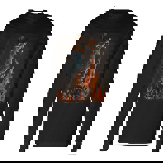 Witch Lighting Cigarette With Flames Occult Unholy Long Sleeve T