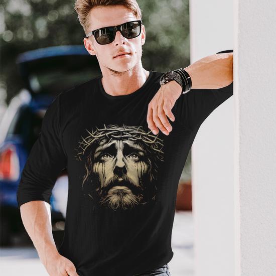 Jesus Christ Face With Crown Of Thorns God Bible Vintage Long
