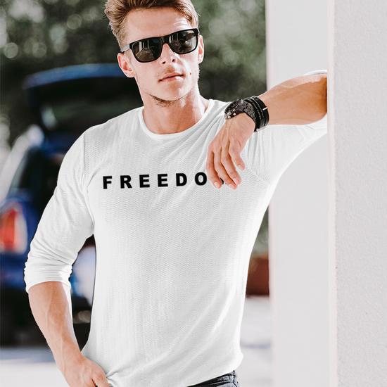 Freedom – Minimal Black Text Conservative White Long Sleeve T