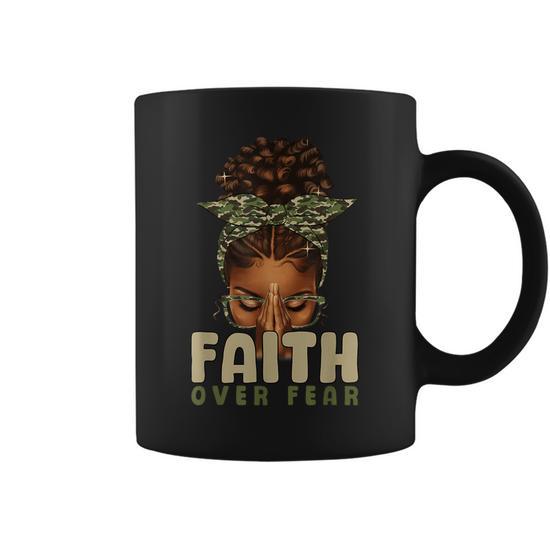 Faith Over Fear Christian Camo African American Afro Women Coffee Mug -  Monsterry DE