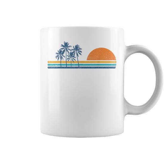 Retro 70S Sunset Palm Trees Vintage Tropical Beach Graphic Coffee Mug -  Monsterry
