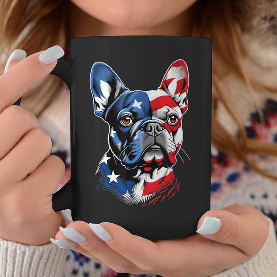 Cute French Bulldog Dog Usa American Flag 4Th Of July Coffee Mug | Mazezy
