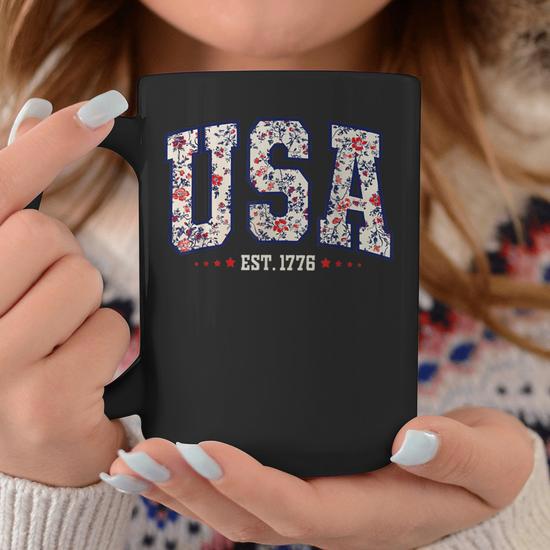Floral Usa Est 1776 Girly 4Th Of July American Girl Coffee Mug | Mazezy