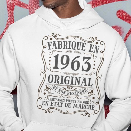 Sweat à Capuche Anniversaire 62 Ans Homme – Né En 1963 – Cadeau Humoristique Et Personnalisé - 2