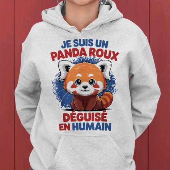 Sweat à Capuche "Panda Roux Déguisé En Humain" - Humour Mignon, Coupe Classique, 241 G - Pour Femmes, Hommes, Ados