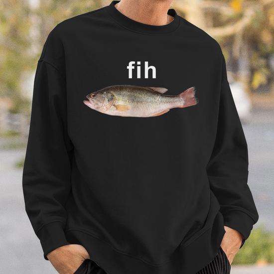 Sweat à Capuche Humour « Fih Calling » - Motif Meme Poisson Mal Orthographié, Coupe Classique, 241 G, Col Tissé