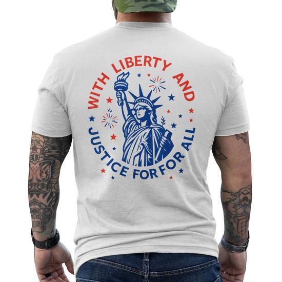 With Liberty And Justice For All Men's T-shirt Back Print | Mazezy