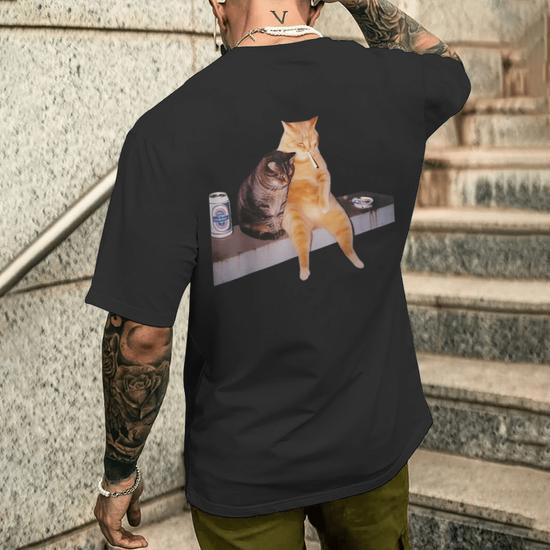 Smoking Cat Cigarette Cigar Funny Kitten Y2K Cat Pullover Hoodie